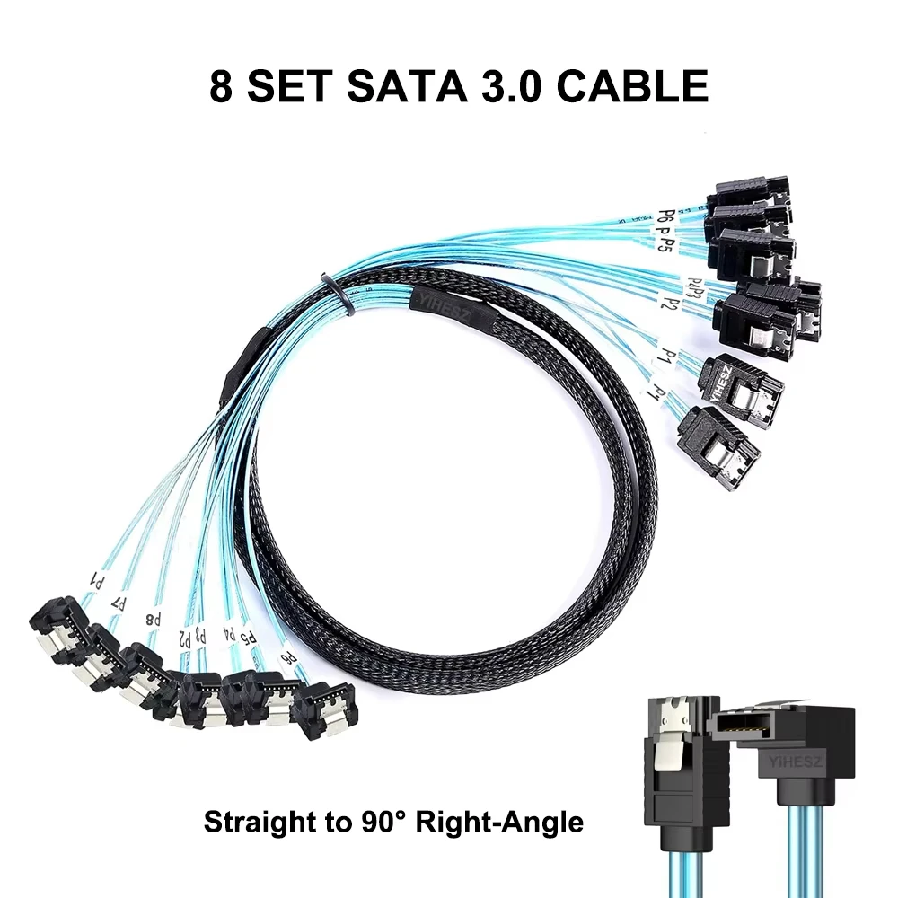 Cable SATA 3,0 de 0,5 m y 1m Cable de datos SATA de ángulo recto de 90 grados Cable SAS/SATA-12Gbps para servidor Nas-Raid SDD HDD CD DV: Rojo / 1 metro