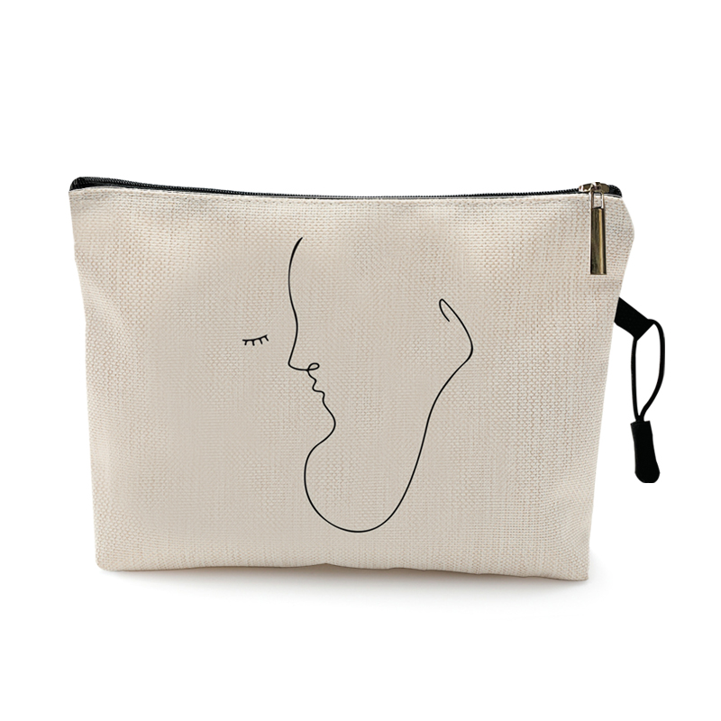 eins Kurze Linie Zeichnung Druck Frauen Kosmetik Taschen Sonne Mond aufbringen Tragbare Reise Lagerung Tasche machen-hoch Tasche Kulturbeutel: Muster 2