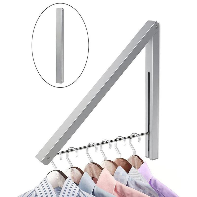 Wall Mounted Retractable Drying Rack Folding Collapsible Triangular Cloth Storage Laundry Room Indoor Outdoor Hang Rod