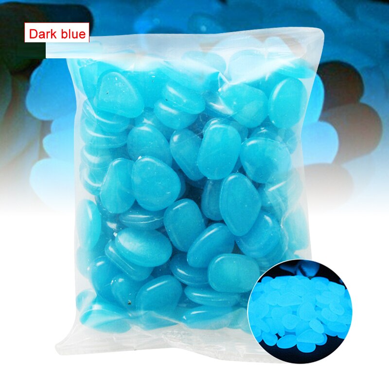100 sztuk świecące kamienie wystrój ogrodu świecące w ciemności świecące kamienie na chodniki akwarium z roślinami ryby ozdoba robić akwarium blask kamienie: ciemny niebieski