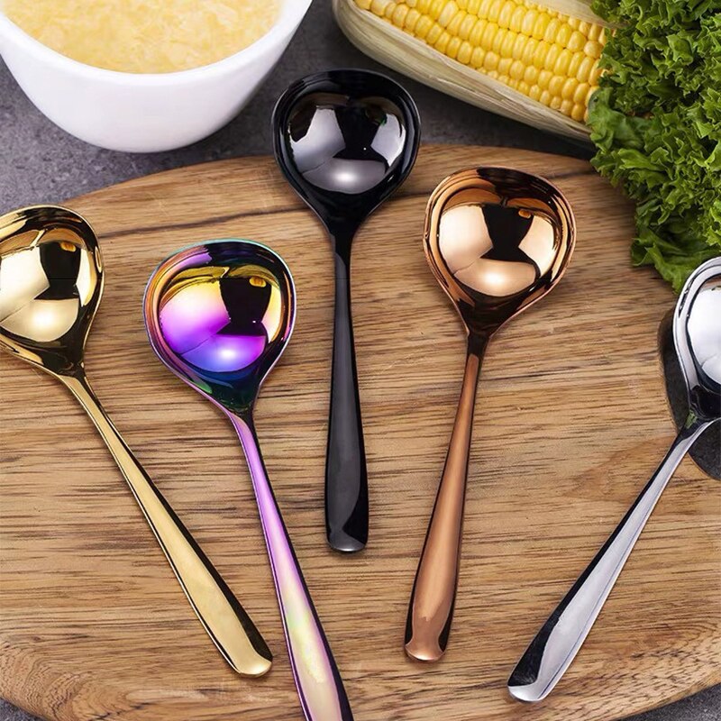 304 Stainless Steel Spoon Soup Ladle Scoop Family Soup Spoon Serving Colander spoons Cooking Spoon Kitchen Accessories Utensil