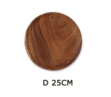 Solidne drewniane płytkie talerze potraw z owoców usługi stołbyć winnym spodek taca herbaciana deser talerz śniadaniowy zestaw stołowy 1 PC: d25