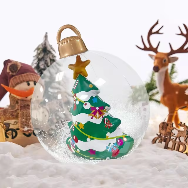 60cm Transparent Giant Inflatable Christmas Ball with Lights Christmas Decorations Outdoor Christmas Decorations Big Ball: black