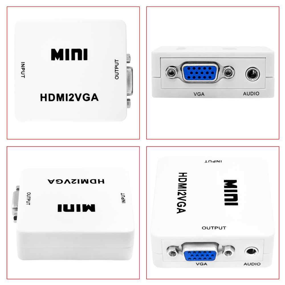 Digital HDMI Stecker auf Analog weiblich VGA+3.5mm Audio- Konverter Umwandler Adapter voll HD Wandler Weiß für PC PS3 Xbox