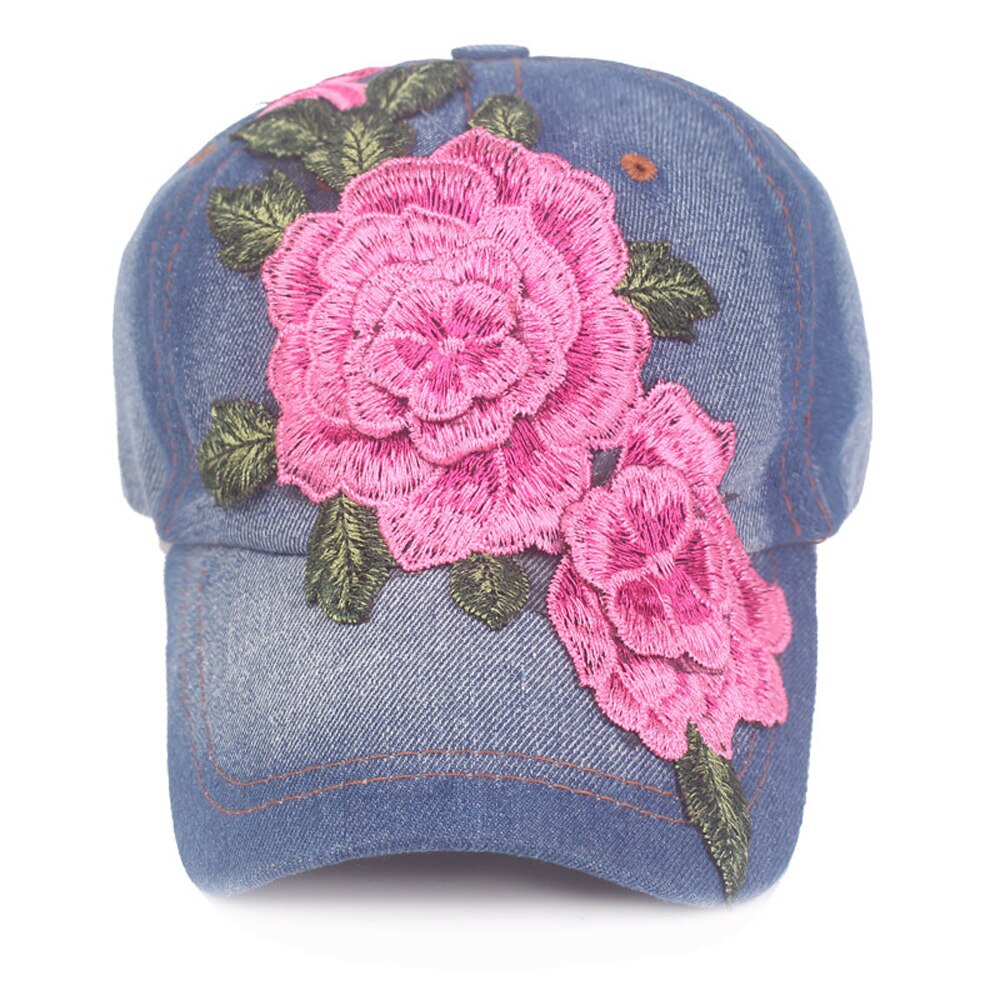 Feminino floral denim clássico boné chapéu de beisebol casual ajustável cowboy chapéus hatcs0407