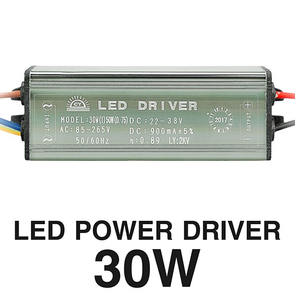 LED Driver 10W 20W 30W 50W 70W Convert AC85-265V To DC22-38V No Flicker LED Driver DIY For Flood Light Spotlight IP67 Waterproof: 30W