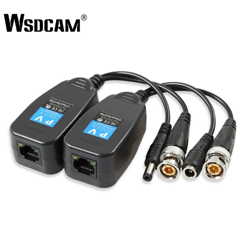 Wsdcam HD-CVI/Tvi/Ahd Passieve Video Balun Met Power Connector En RJ45 CAT5 Data Zender 1 Paar