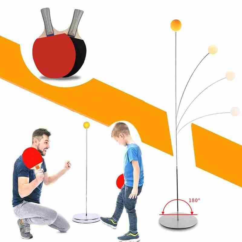 Wood Table Tennis Practice Trainer Racket Game Movement Practice Elasticity Shaft Kid Machine Pong Training Soft Adult W1X3
