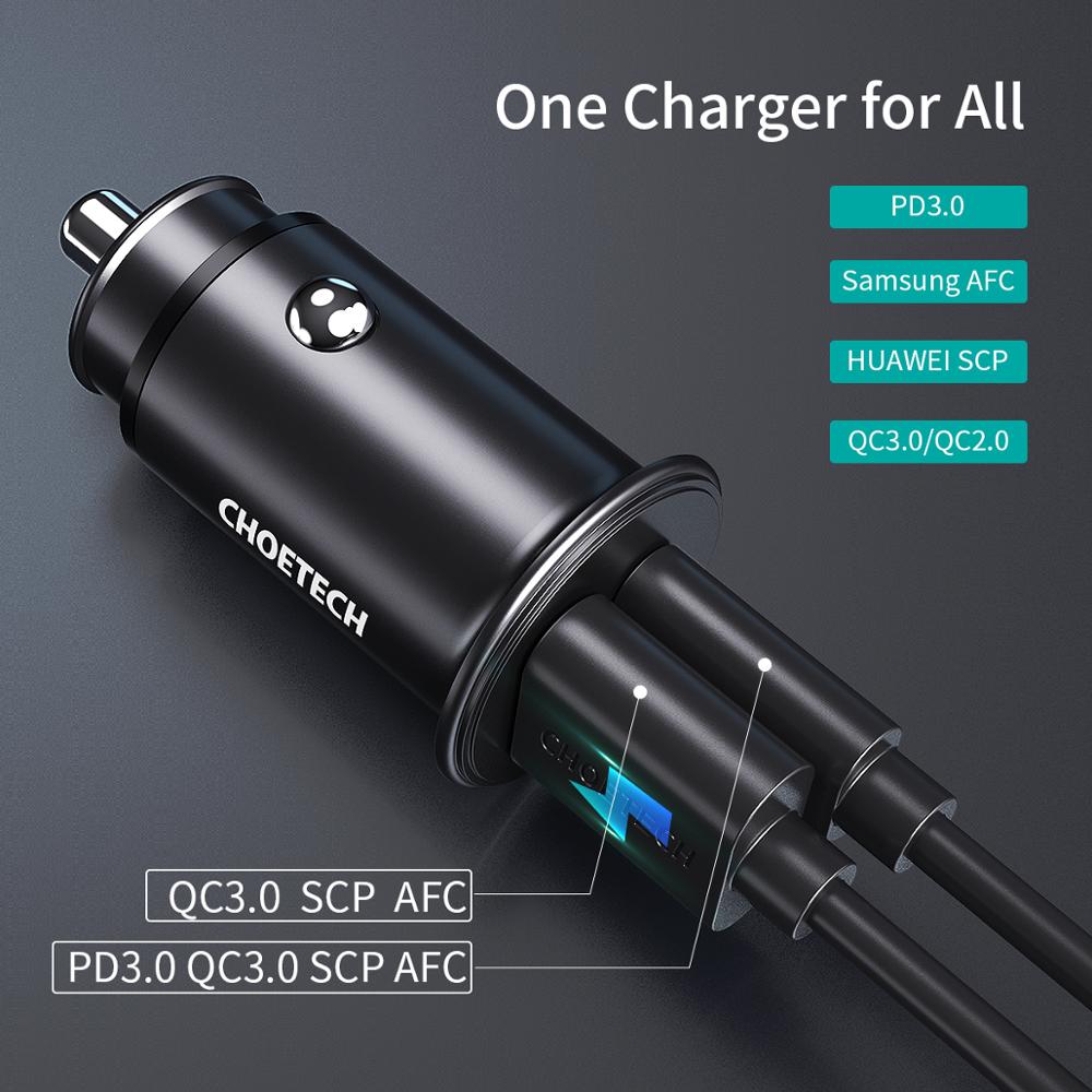 CHOETECH Quick Charge 3,0 mini USB Auto Ladegerät für Samsung Xiaomi Dual Usb QC 3,0 Auto PD Schnelle Ladegerät für huawei mate 30 20