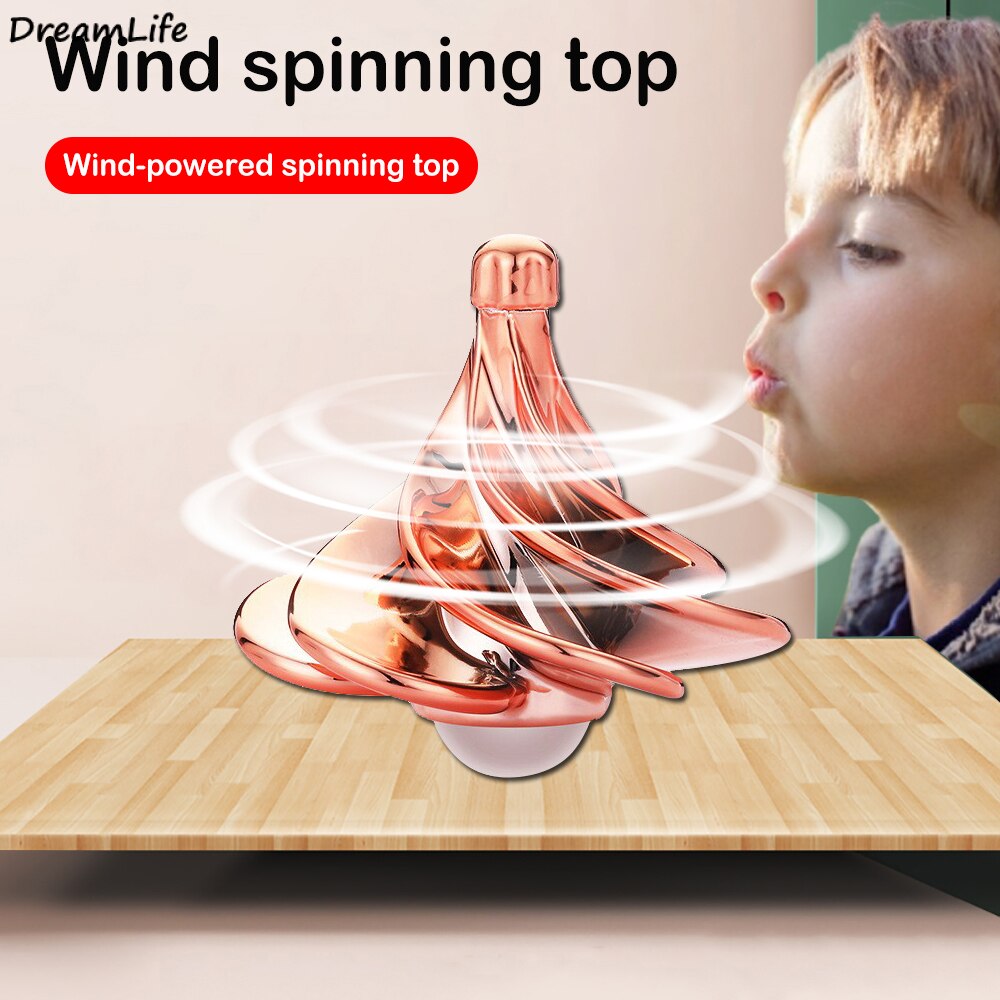 Pneumatische Kreisel Schreibtisch Dekompression Spielzeug Pädagogisches Bunte Wind-gesteuert Metall Große Genaue Splitter Kreisel Weihnachten