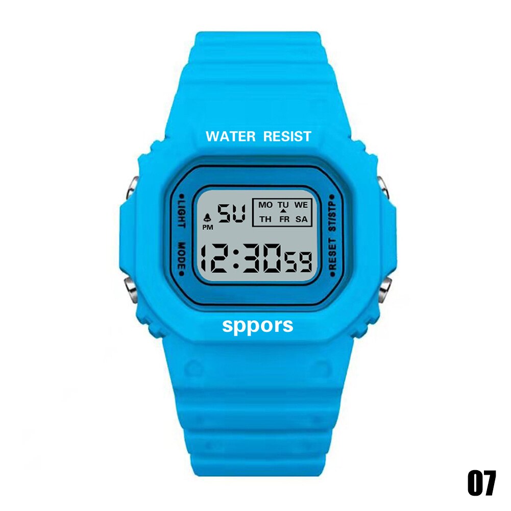 Reloj cuadrado informal para hombre y mujer, relojes deportivos digitales coloridos, para enamorados, Reloj de pulsera para niño y mujer: Light Blue