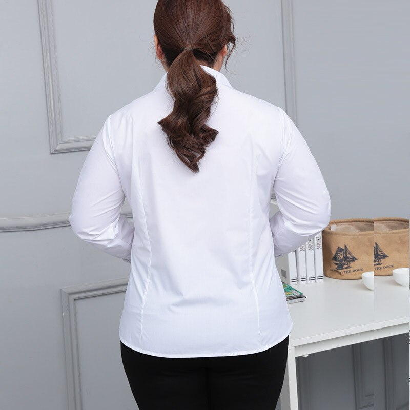 Formal White Blouse Women Plus Size Long Sleeve OL Lady Work Shirts Blue Office Blouses Ladies Extra Large 5XL 6XL 10XL 130KG