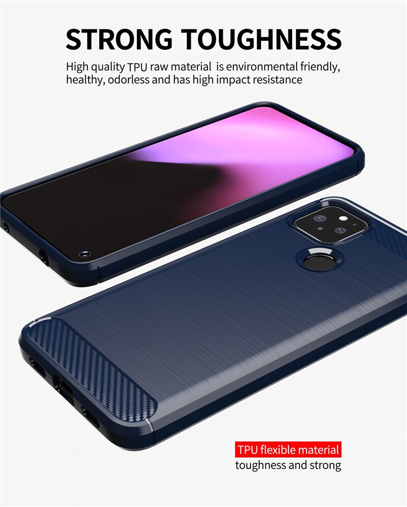 Carbon Fiber For Google Pixel 4a 5G Case + Tempered glass Soft Protection TPU Silicon Gel Skin Google Pixel 5 Cover