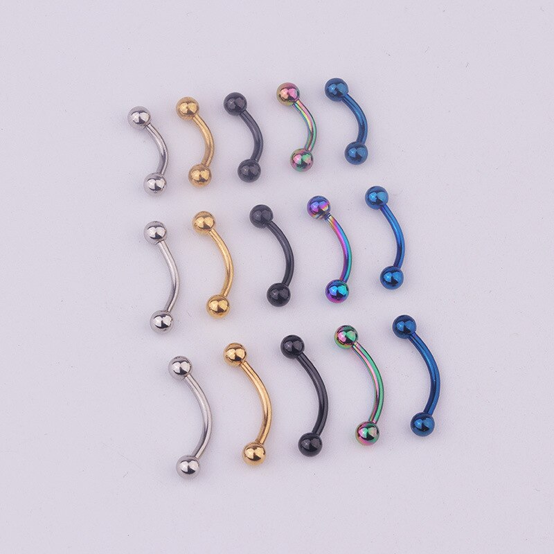 1pcs/lot 6/8/10mm Surgical Steel 3mm Ball Eyebrow Piercing Curved Barbell Lip Ring Snug Daith Helix Rook Earring