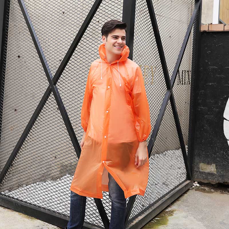 Voksne regnfrakke eva miljø gennemsigtig regnfrakke med hætte regnfrakke udendørs regntøj vandtæt poncho: 05