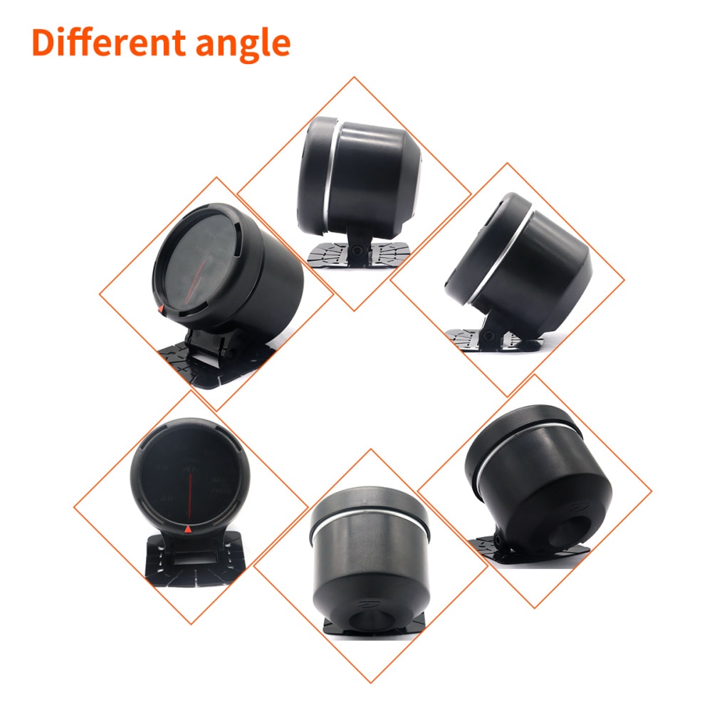 Modified Auto Car Instrument 12V 60mm 64 Color Backlight Adjustable 10 Bar Oil Pressure Gauge Car Meter with Sensor (Black)