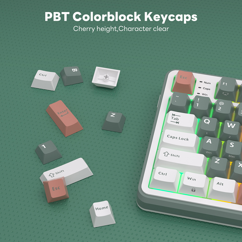RK ROYAL KLUDGE PBT Colorblock Keycaps 98 Keys English Russian PBT Material Sublimation Suitable for Mechanical Gaming Keyboard