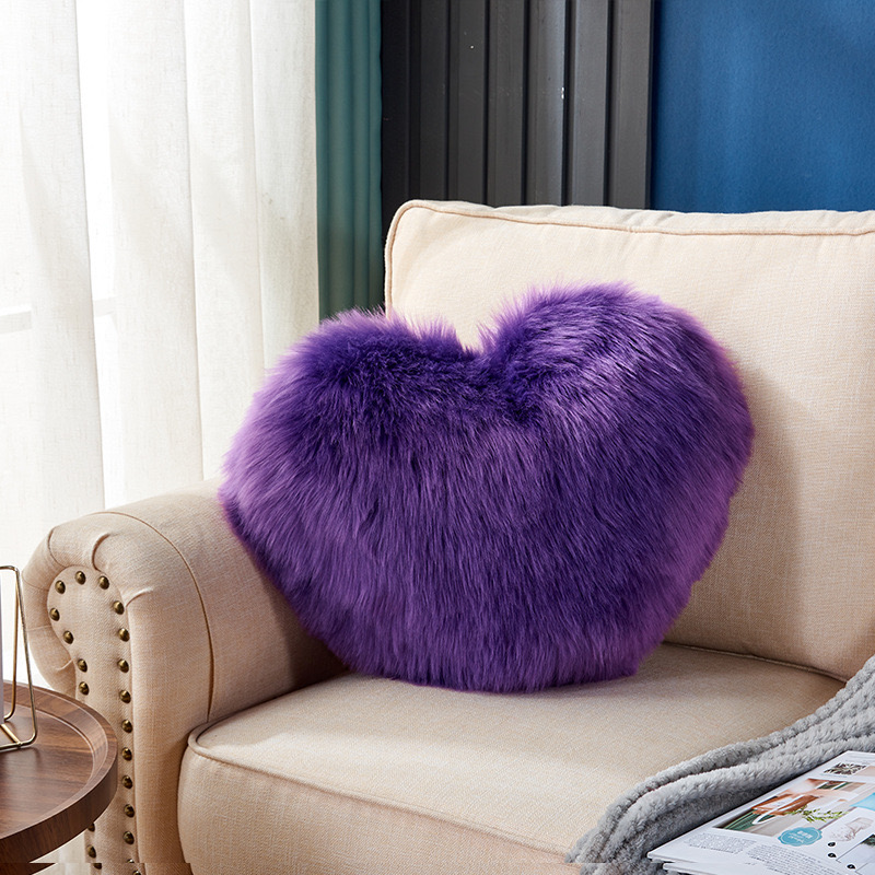 Coussin en forme de cœur ou de carré, 1 pièce, long coussin en peluche, moelleux, doux et confortable pour chambre: Violet / 50x50cm
