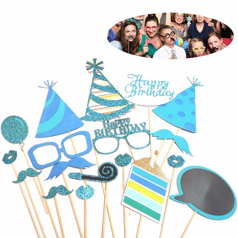 Gold Rhinestone 40 Birthday Tiara Crown Headband Cake Topper for Women Happy 40th Birthday Queen Party Decorations Favor: Blue Photo Booth Set