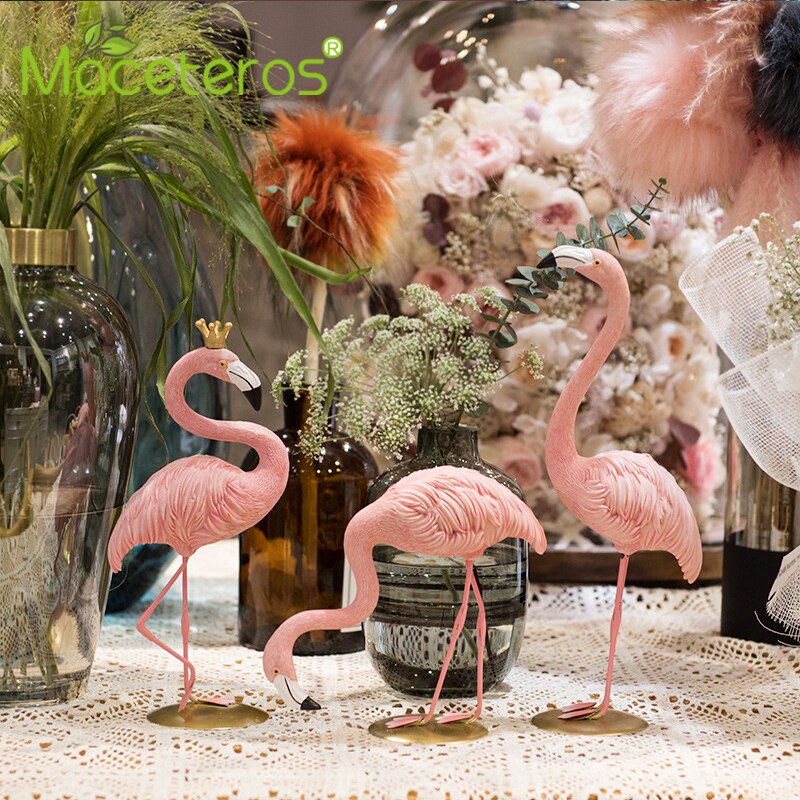 Nordisk lyserød flamingo skulptur dekoration syntetisk harpiks håndværk dekoration dekoration havearbejde stue dekoration forsyninger