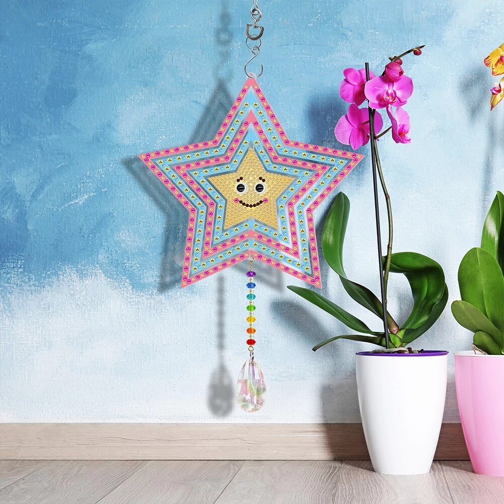 Exquisite Rotatable Wind Chime Kit 5D Diamond Painted Shaped Diamond Embroidery Pendant DIY Craft Mosaic Home Decor
