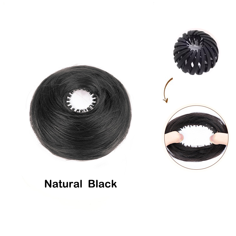 Syntetyczne doczepiane kocze z efektem potarganych włosów, mini kok z efektem upięcia w stylu pączek, treski robić włosów dla kobiet i dziewcząt, kok w kształcie ptasiego gniazda, wysuwane chignony.: #2