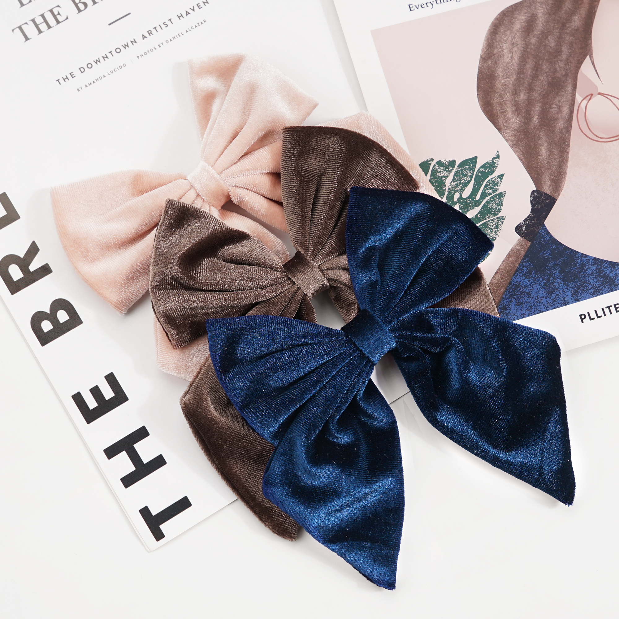 3 uds. De lazos grandes de terciopelo de 6 pulgadas, pinzas para el pelo con lazo, pasadores franceses para el pelo, accesorios Vintage para adolescentes, niñas y mujeres: Verde