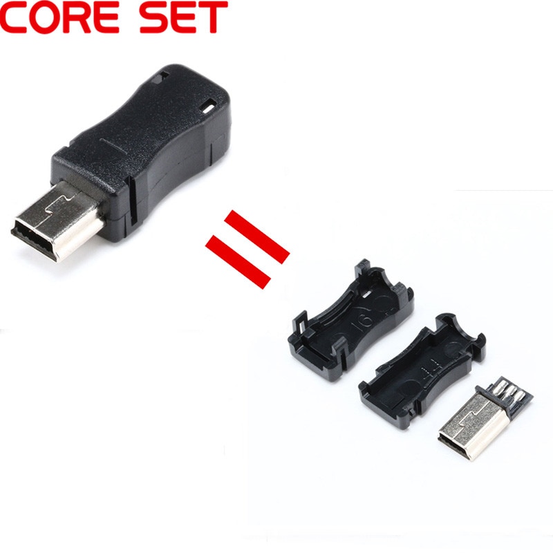10pcs Mini USB Connector 5 Pin T Port Male Plug Socket with Plastic Cover for DIY Adapter PCB SDA Data Cable Line