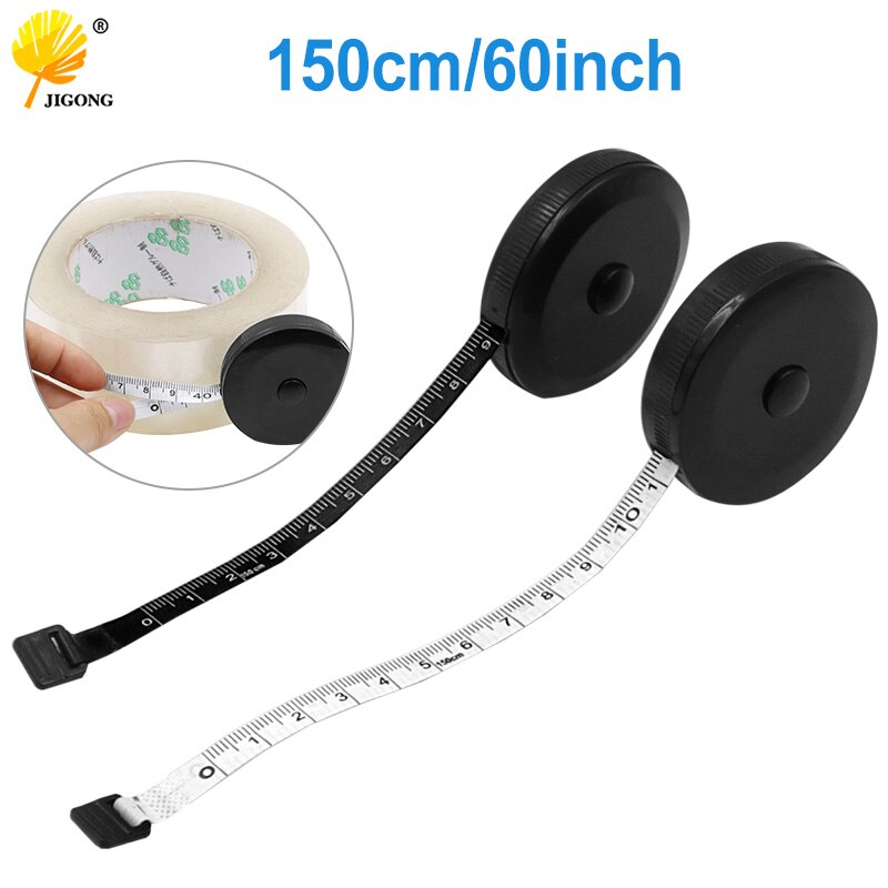 Ruban à mesurer Double face noir, 1.5m, 60 pouces, outils rétractables automatiques, Mini ruban à mesurer de couture Flexible ABS