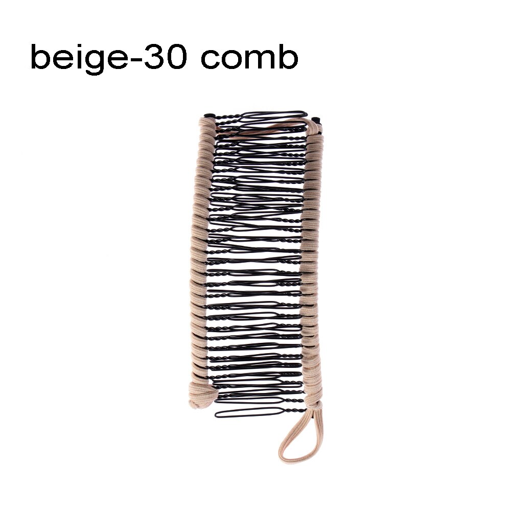 Pinza Banana para el pelo Vintage para el pelo para mujer, peine Vintage elástico, accesorios para el cabello, novedad, 1 unidad: beige	30 comb