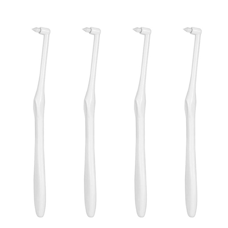 4 Stuks Orthodontische Tandenborstel Puntige Hoofd Zacht Haar Correctie Schoon Tanden Gap Floss Mondhygiëne Tanden Beugel Tandenborstels: Ivoor