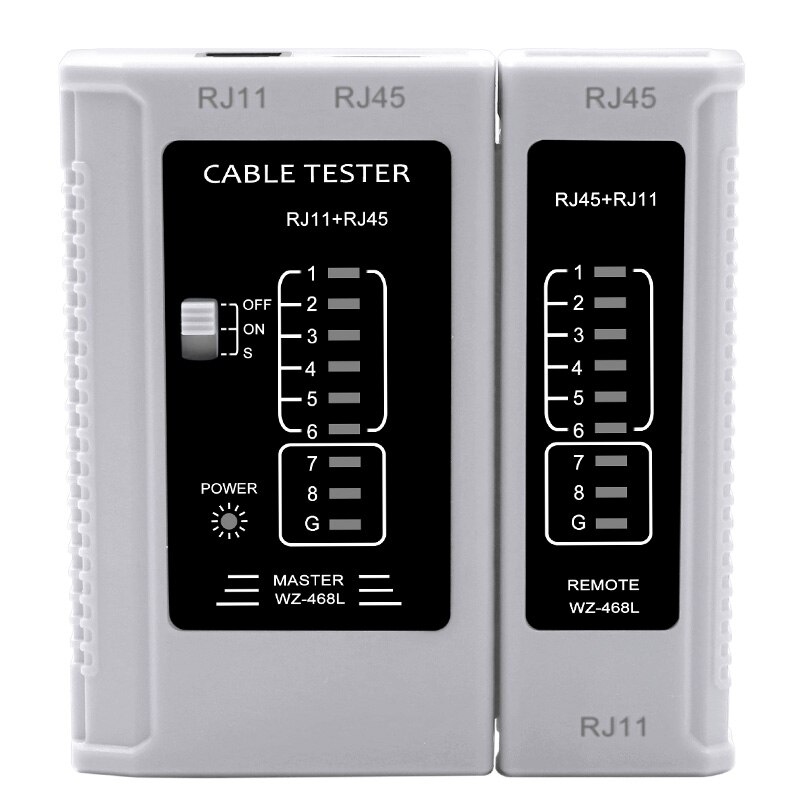 Nätverkskabel testare  rj45 rj11 rj12 cat 5 utp lan kabel tester detektor fjärrtestverktyg nätverk: Vit