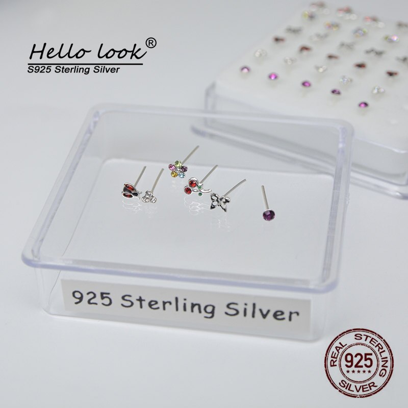 Hellolook nasenpiercing-set für mädchen, 925 nasenstecker aus sterlingsilber, septum-piercing, körperschmuck