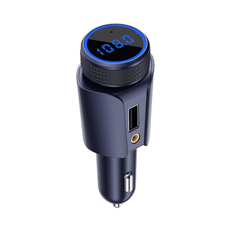 Autoladegerät mit fm-transmitter, sprachnavigation, bluetooth-freisprecheinrichtung, lcd-bildschirm,  mp3- player, schnellladefunktion und usb-smartphone-ladegerät im auto: Blau