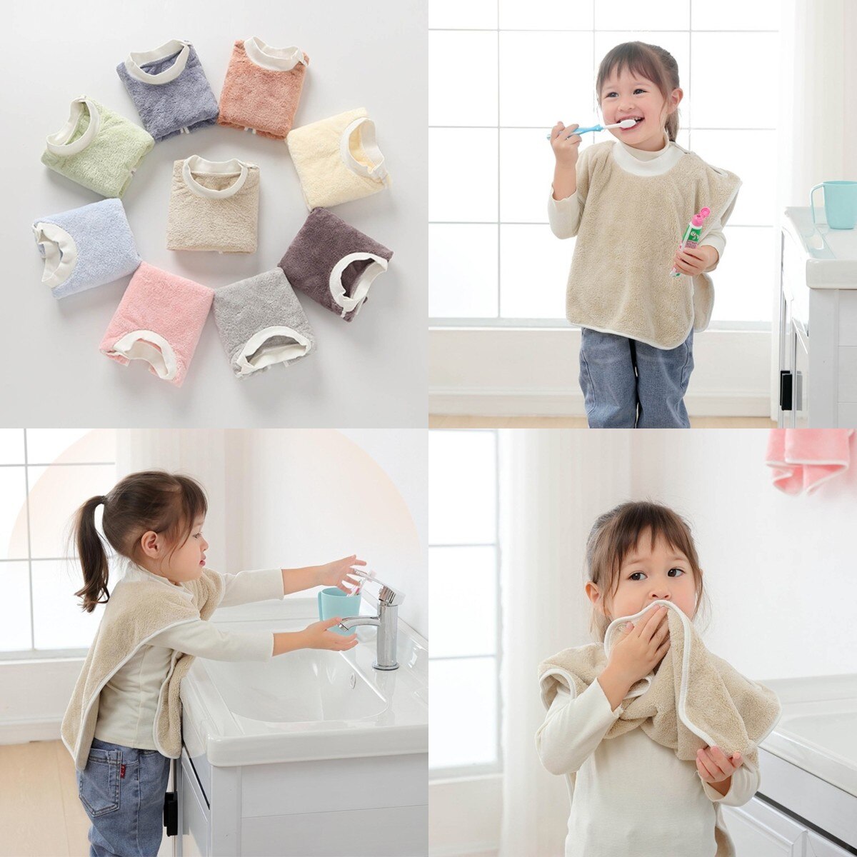 Zacht Koraal Fleece Baby Bib Tandenborstel Handdoek Voeden Burp Doek Drukknoop Speeksel Handdoek Schort Voor 1-5 Jaar oude