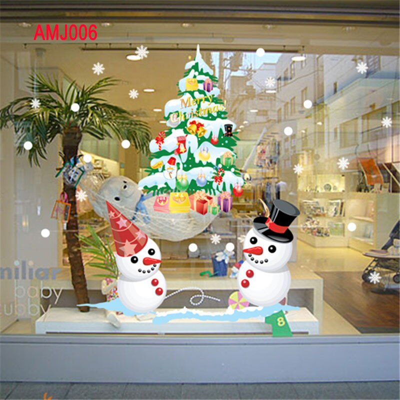 Pegatinas de copos de nieve pegatina de muñeco de nieve Ventana de Navidad Pegatinas de Navidad adhesivos para ventana pegatinas de decoración de de navidad: amj006