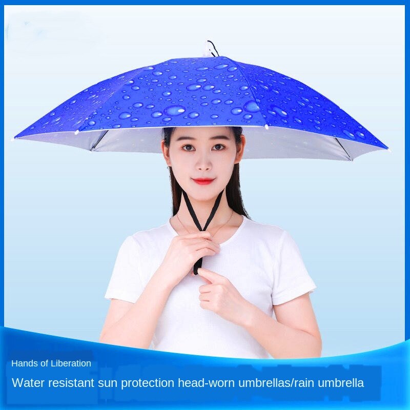 Double-Layer Vissen Hoofd Slijtage Paraplu Hoed Regendicht En Uv Bescherming Outdoor Thee Plukken Sanitaire Voorzieningen Werknemer Hoofd Paraplu Hoed
