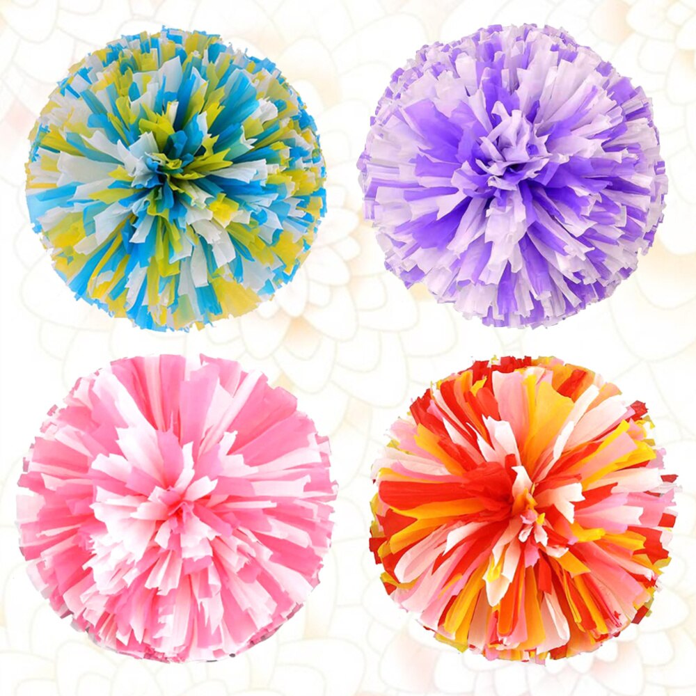 4 Stuks Herbruikbare Matte Juichen Poms Spirited Fun Cheerleading Pom Poms Kit Kleurrijke Cheer Props Met Ring Voor Prestaties Competit: As Shown 2