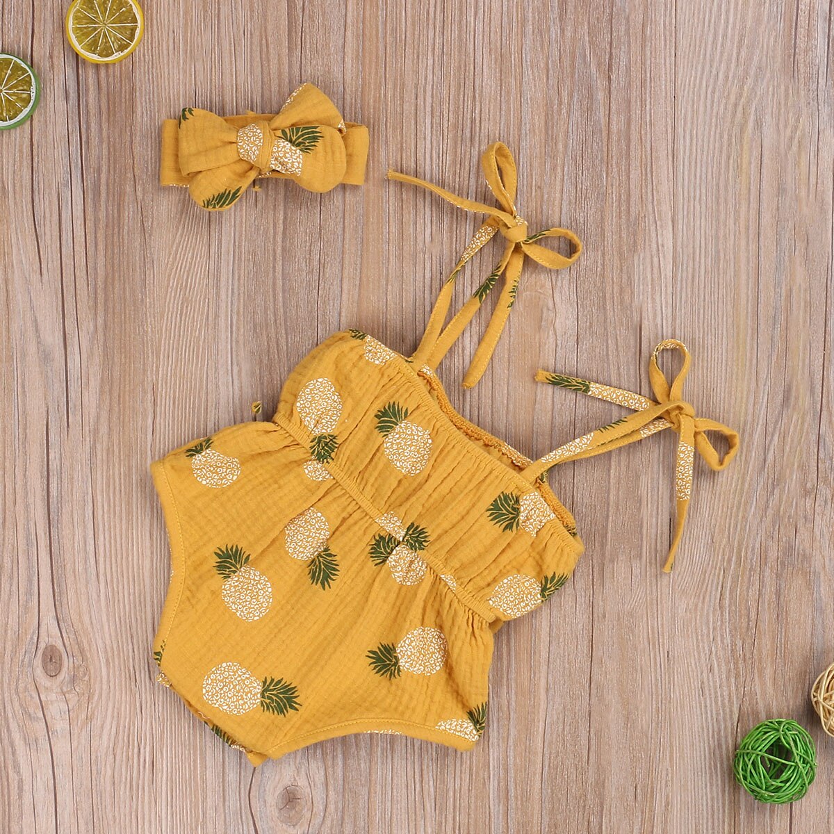 Focusnorm 0-24M Jongens Meisjes Bodysuits Hoofdband 2Pcs Bloemen/Polka Dot Print Mouwloze Strik Riem Jumpsuits
