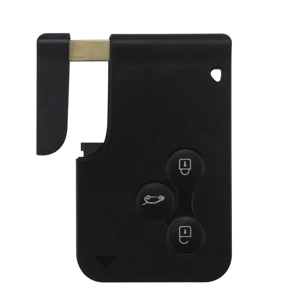 Jingyuqin 3 Knop Smart Card Voor Renault Clio Logan Megane 2 3 Koleos Scenic Card Case Zwart Autosleutelzakje shell Met Kleine Sleutel