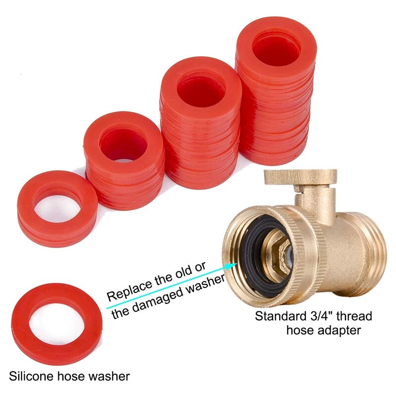 Outdoor Garden Hose Silicone Washer Gasket, 90Pcs Red O-Rings Silicone Washer Gasket Combo Pack for 3/4Inch Garden Hose and Wate