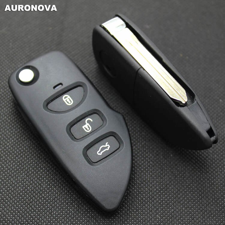 Auriova-carcasa de llave plegable para Kia Carens, funda para mando a distancia del coche, 3 botones, nueva actualización