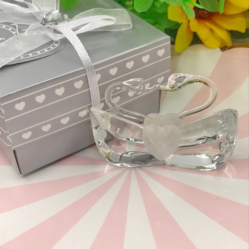 【katerose】 romantisk bryllup favoriserer krystal kysse svane i sølv boks fest dekoration gaver til gæst