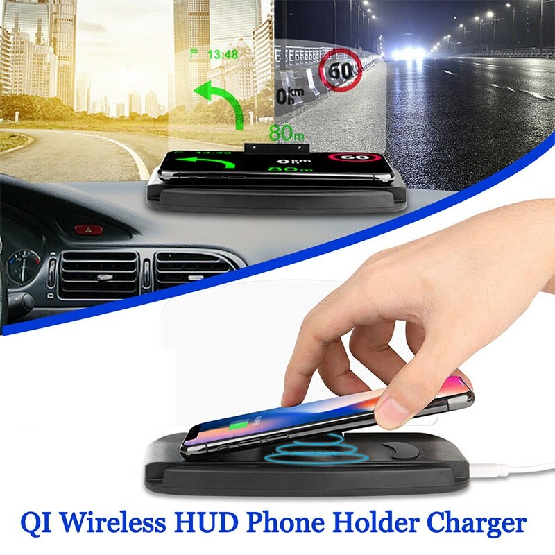 Qi chargeur sans fil 5 W/10 W Navigation voiture HUD Haed panneau d'affichage chargeur de téléphone support pour iPhone pour Samsung huawei