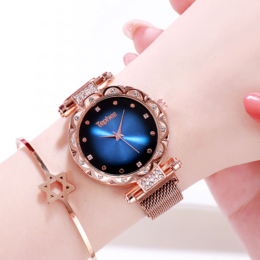 Luxe Vrouwen Magnetische Horloges relogio feminino gradient Rhinestone Dames Roestvrij Staal Quartz Horloge Voor Klok