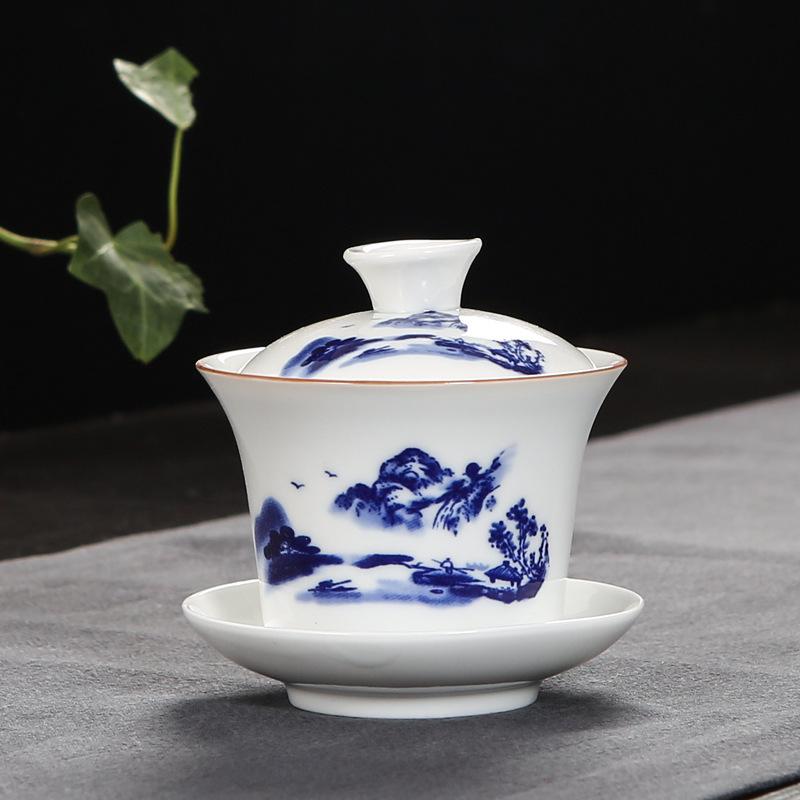 Keramisk gaiwan tesæt te terrin kinesisk kungfu tekopper porcelæn teskål ware terrin keramik tekopper tekander gai wan sæt: 5