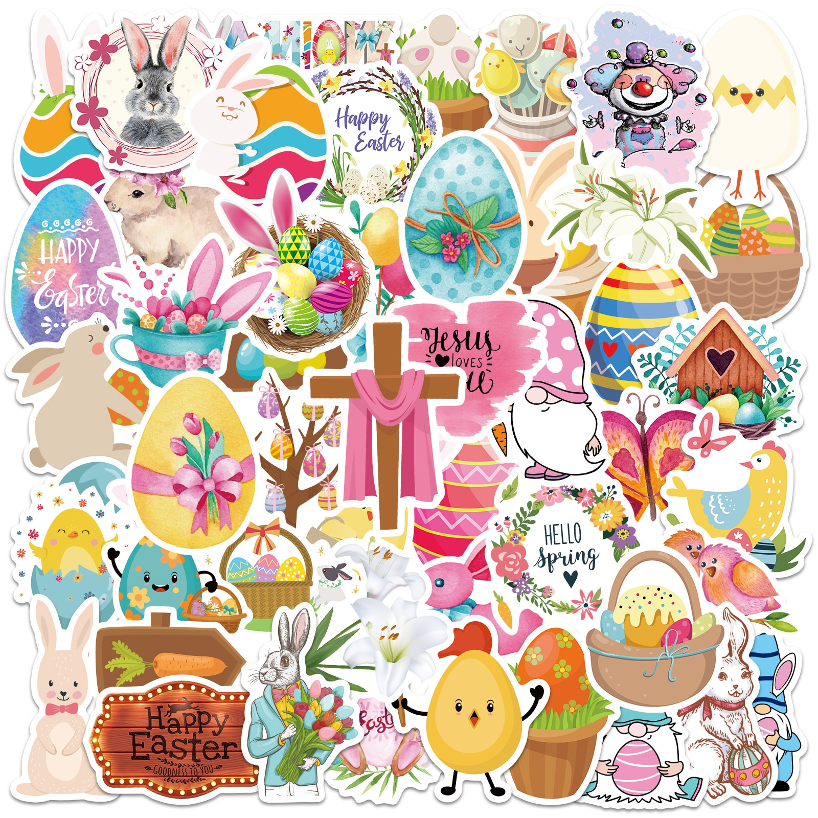 Easter Day Stickers Cartoon Anime Sticker Festival Pack for Laptop Bicycle Motorcycle Guitar Skateboard Decals Kids Toy Decal