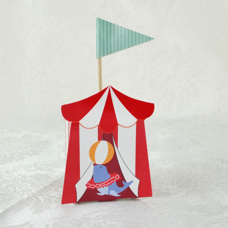 20 stks/set Circus Bonbondoos Papier Rood Gestreepte Geschenkdoos met Vlag Verjaardagsfeestje Baby Douche Decoraties Gunsten Verpakking Zak: Mintgroen