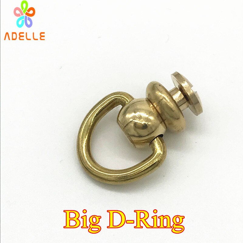 10x Bal post met Driehoek Ring D-ring Draaien messing Solid Schroef/Nail Klinknagel/head button stud/chicago schroef 3 Stijl: big D ring