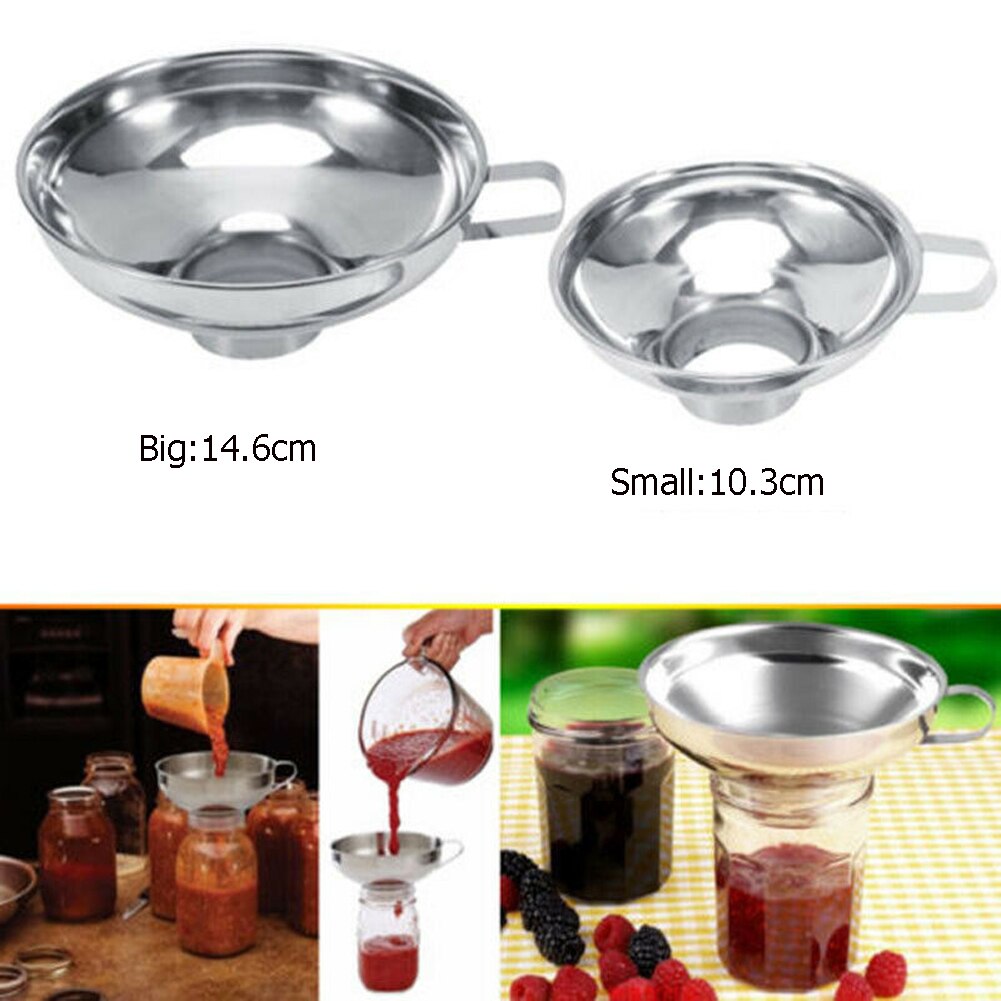 Small / Large Wide Mouth Funnel With Handle Stainless Steel Canning Jars Funnel